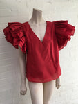 Rosie Assoulin Dust Ruffle Red Top Size M medium ladies