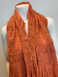 Peach thin knit wool scarf fringe trim scarf shawl AMAZING ladies