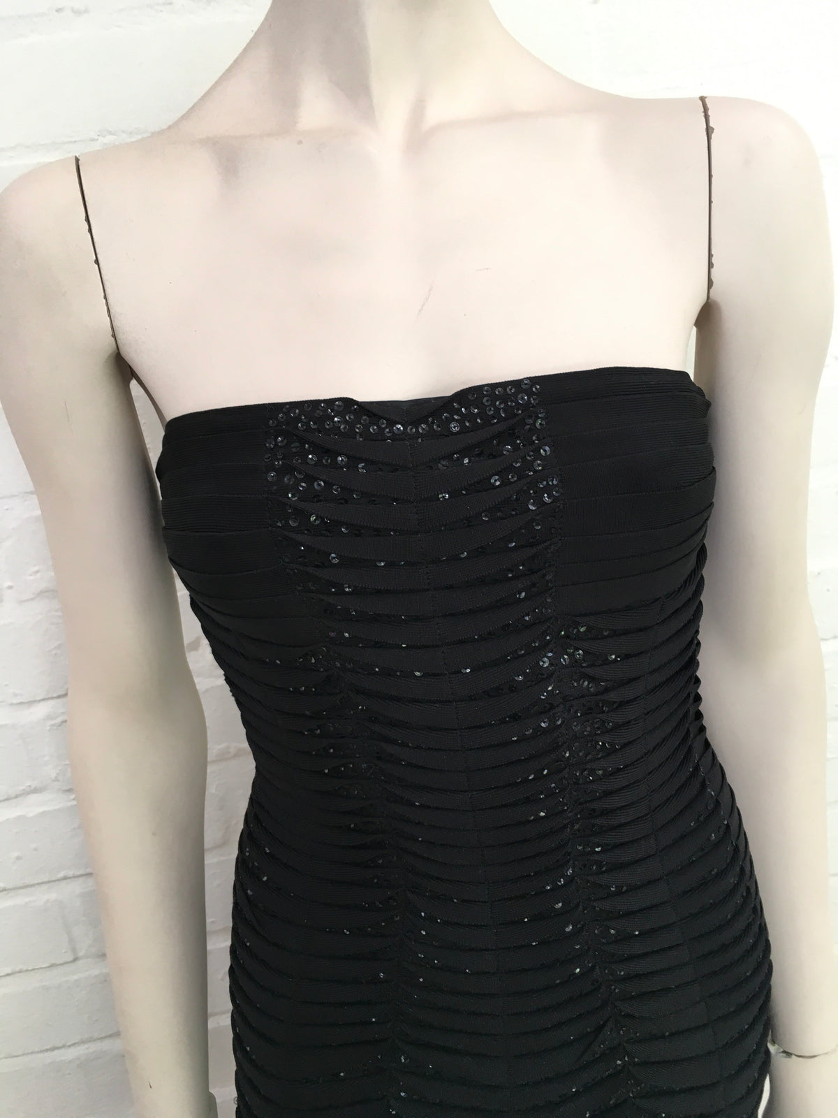 Herve Leger SEQUIN EMBELLISHED HAND-CRAFTED BANDAGE DRESS Size S SMALL ladies