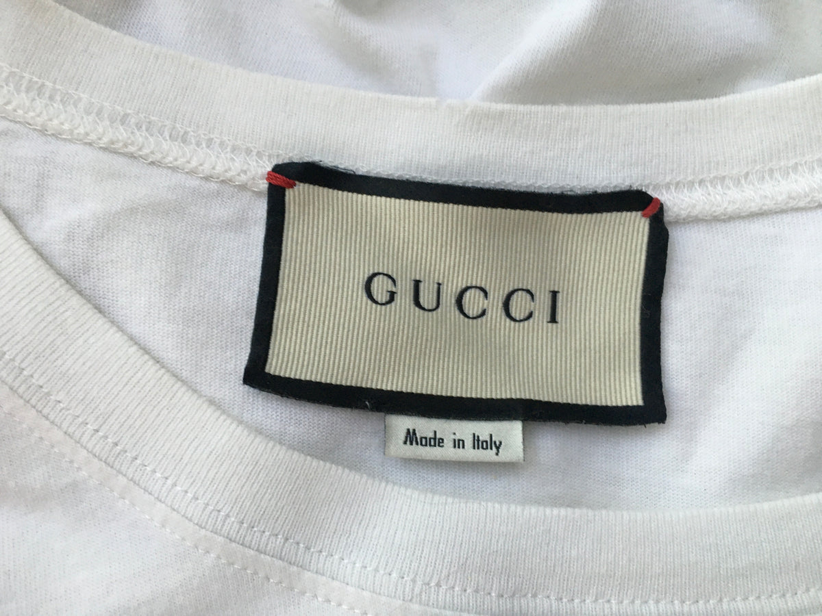 Gucci Tigers Roaring Vintage Look Logo White T-Shirt Size XXS ladies