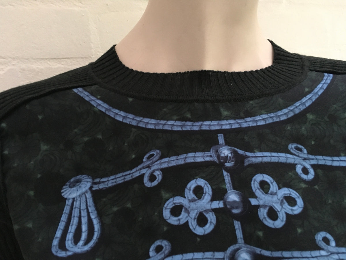 LOUIS VUITTON Silk & Wool Blend Printed Knit Silk Paneled Top Size XS Ladies
