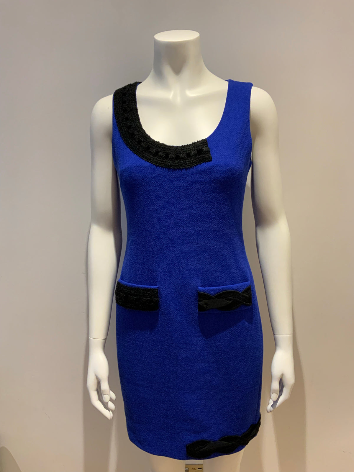 MOSCHINO Boutique Royal Blue Tweed sheath dress Size I 42 UK 10 US 6 ladies