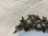 925 sterling silver pearls Marcasite antique brooch ladies