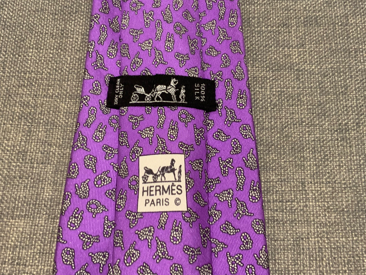 Hermès HERMES Paris Silk Purple Rope Print Tie 5561 MA 100% AUTHENTIC Men