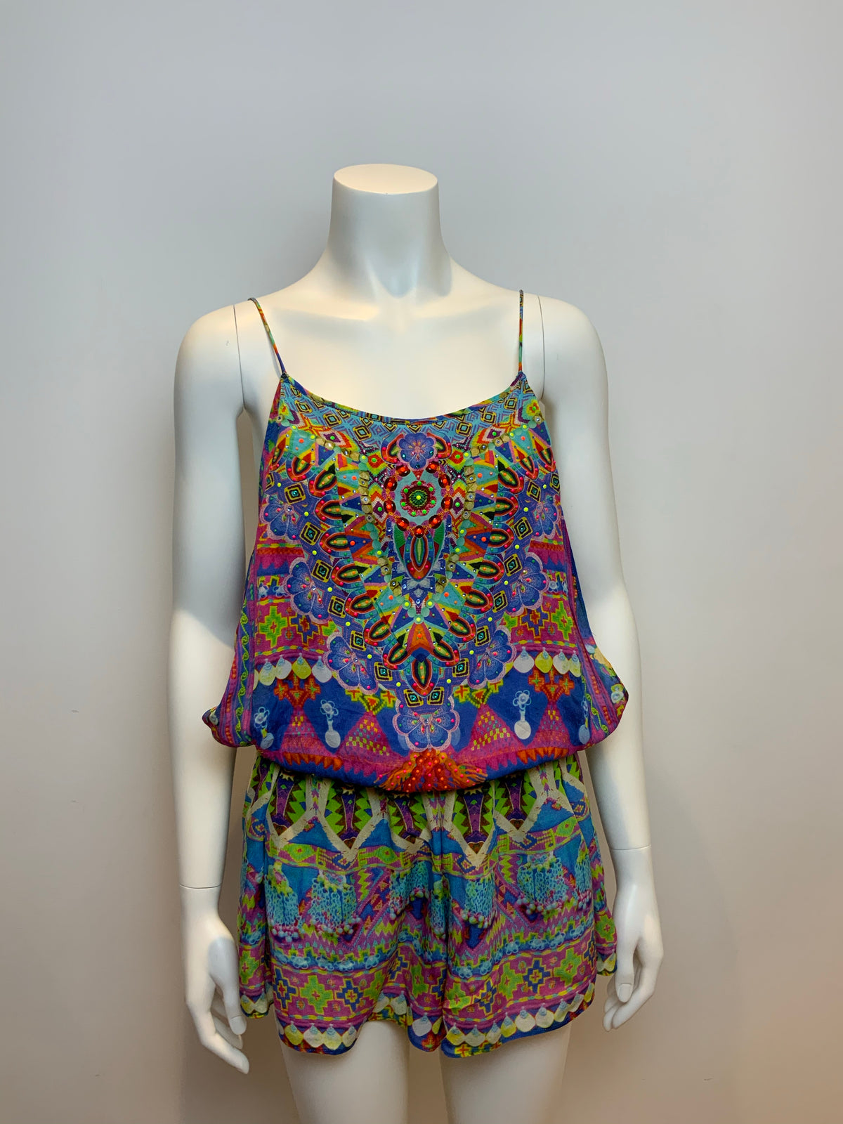 Camilla Women's Franks Spirit Of The Ruh Silk Playsuit Jumpsuit Size 2 M medium ladies