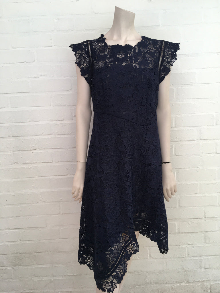 Reiss Lucy Asymmetric Hem Lace Midi Dress Size UK 12 US 8 L large LADI Afashionistastore Reiss Lucy Asymmetric Hem Lace Midi Dress Size UK 12 US 8 L large LADI Afashionistastore