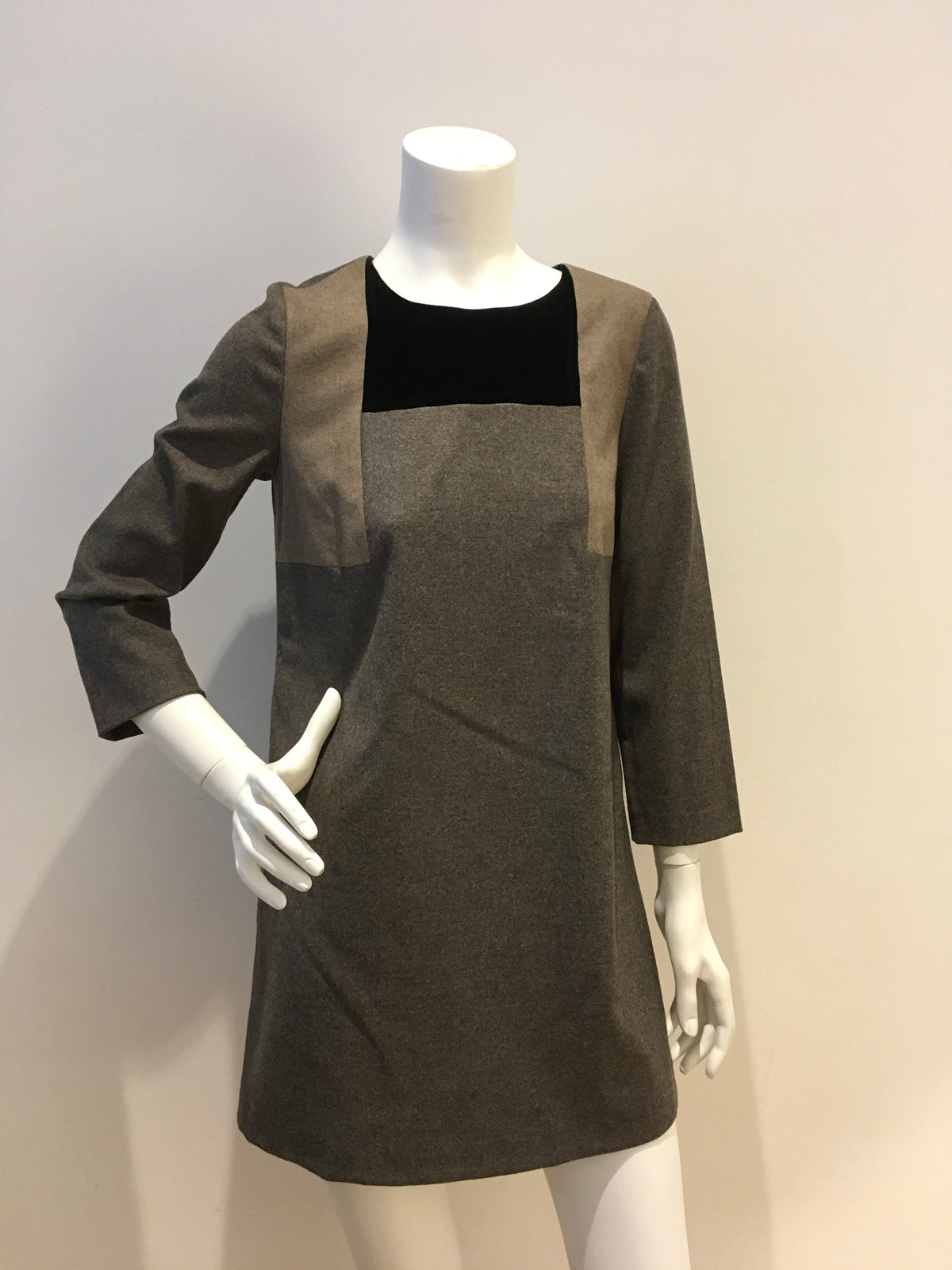 JOSEPH Women's Grey Wool Velvet Insert Dress Size F 38 UK 10 US 6 ladies
