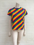 BALENCIAGA Rainbow stripe-print cotton T-shirt Ladies