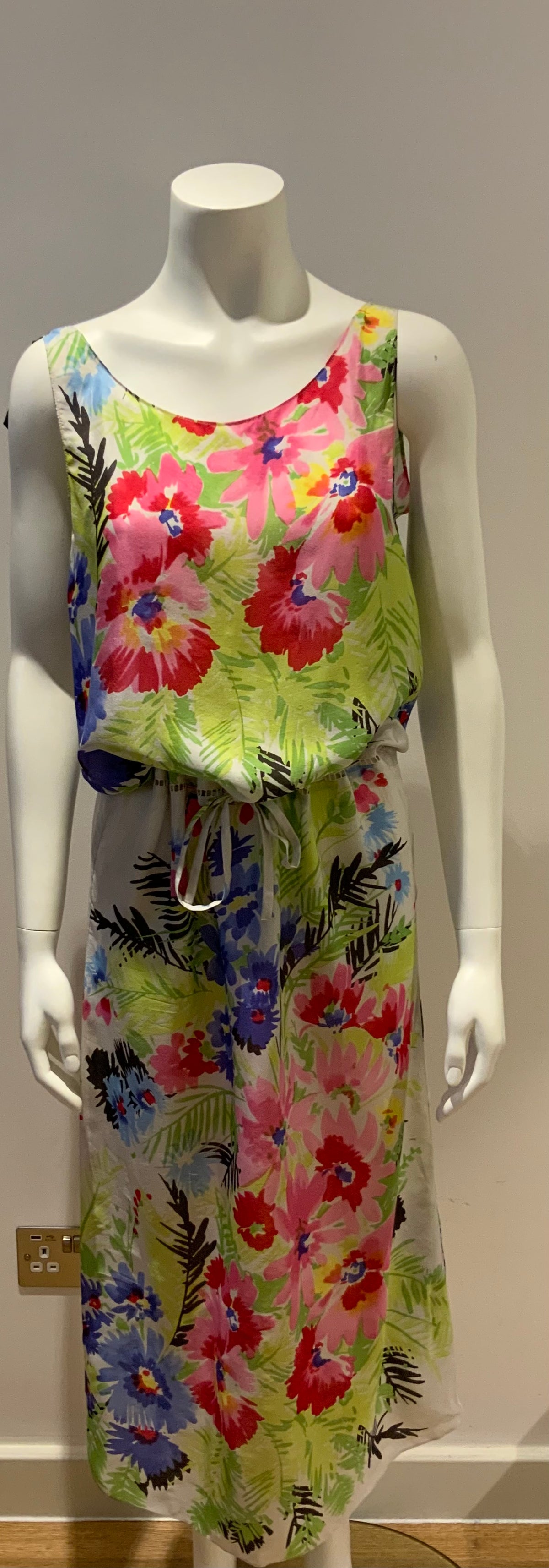 Han Ahn Soon Japan Silk Multicolor Floral Summer DRESS One size fits all ladies