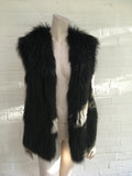 VINCE Women's Green Black Spruce Fox Fur Vest Gilet US 6 UK 10  Ladies
