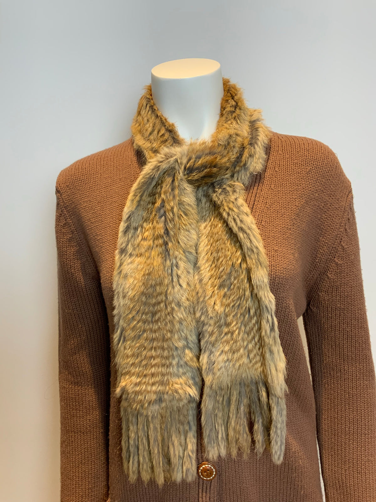 JOSEPH Women’s Cashmere & Wool Knit Cardigan Rabbit Fur Scarf Size M medium ladies