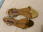 Ralph Lauren Purple Label Gold Metallic Flat Sandals Shoes Size 41 US 11 UK 8 ladies