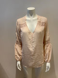 ONLY at Trilogy Embroidery insert Women's Silk Tunic Blouse Size M medium ladies