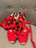 Ralph Lauren LAUREN Hollie Red Canvas Wedge Espadrilles Size 9.5 UK 6.5 39.5 ladies