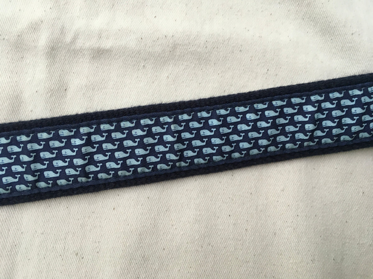 VINEYARD VINES Whale Club Leather & Canvas Belt In Navy Size 24 Boys children