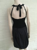 BCBG MAX AZRIA BLACK "ACJ6AU23" JERSEY TAFFETA HALTER DRESS SIZE 4 UK 8 Ladies