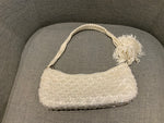 Suzy Smith White Beaded Crotchet Macrame Embellished Tassel Bag ladies