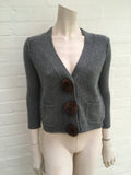 Thor & Nema Cashmere Cropped Cardigan Mink Fur Trim Size S Small Ladies