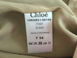 Chloé Black Silk Dress Side Pockets V neck Size F 34  XS/ XXS Ladies