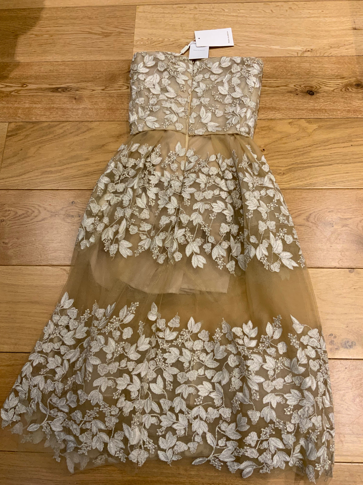 Razan Alazzouni Threads Embellishment Runaway Strapless Dress F 32 US 0 UK 4 ladies