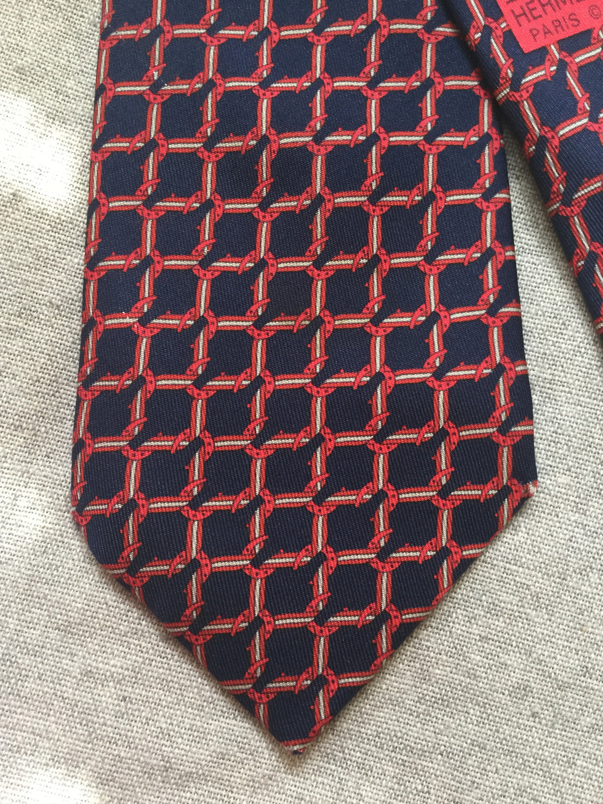 Hermès Paris Silk Blue Print Tie 7124 FA 100% AUTHENTIC Men
