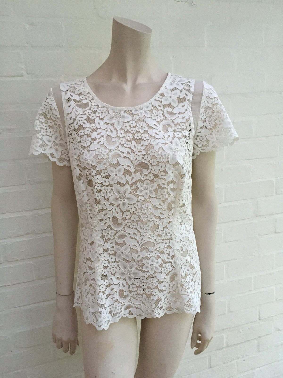 Gerard Darel White Lace Blouse Top Ladies Size F 44 L large ladies