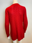 Ralph Lauren Lauren Cable Knit Wool & Cashmere Red Cardigan Size L large ladies