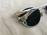 CHRISTIAN DIOR UNIQUE Palladium Cat Eye Metal Limited Edition Mirror Sunglasses ladies