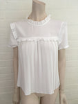 MAJE PLEATED BLOUSE WITH RUFFLES TOP SIZE 2 M MEDIUM ladies