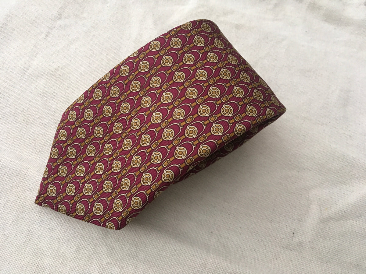 Hermès HERMES Paris Silk Chain-Link Print Silk Tie 956 LA 100% AUTHENTIC Men