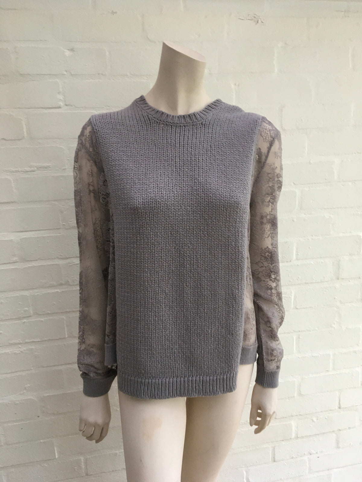 VALENTINO Lace-paneled wool and cashmere sweater jumper Size L Large ladies