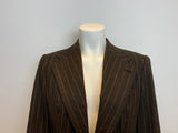 RALPH LAUREN Black Label Pinstriped Brown Blazer Jacket Size US 12 UK16 ladies