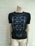 LOUIS VUITTON Silk & Wool Blend Printed Knit Silk Paneled Top Size XS Ladies