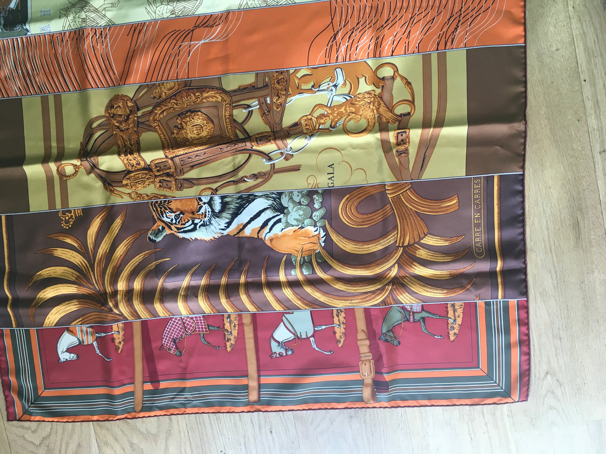 Hermès HERMES SCARF Carre en Carres 90cm Silk Twill Scarf ICONIC ladies