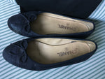 CHANEL LIMITED EDITION CC SUEDE NAVY FLATS SHOES LADIES