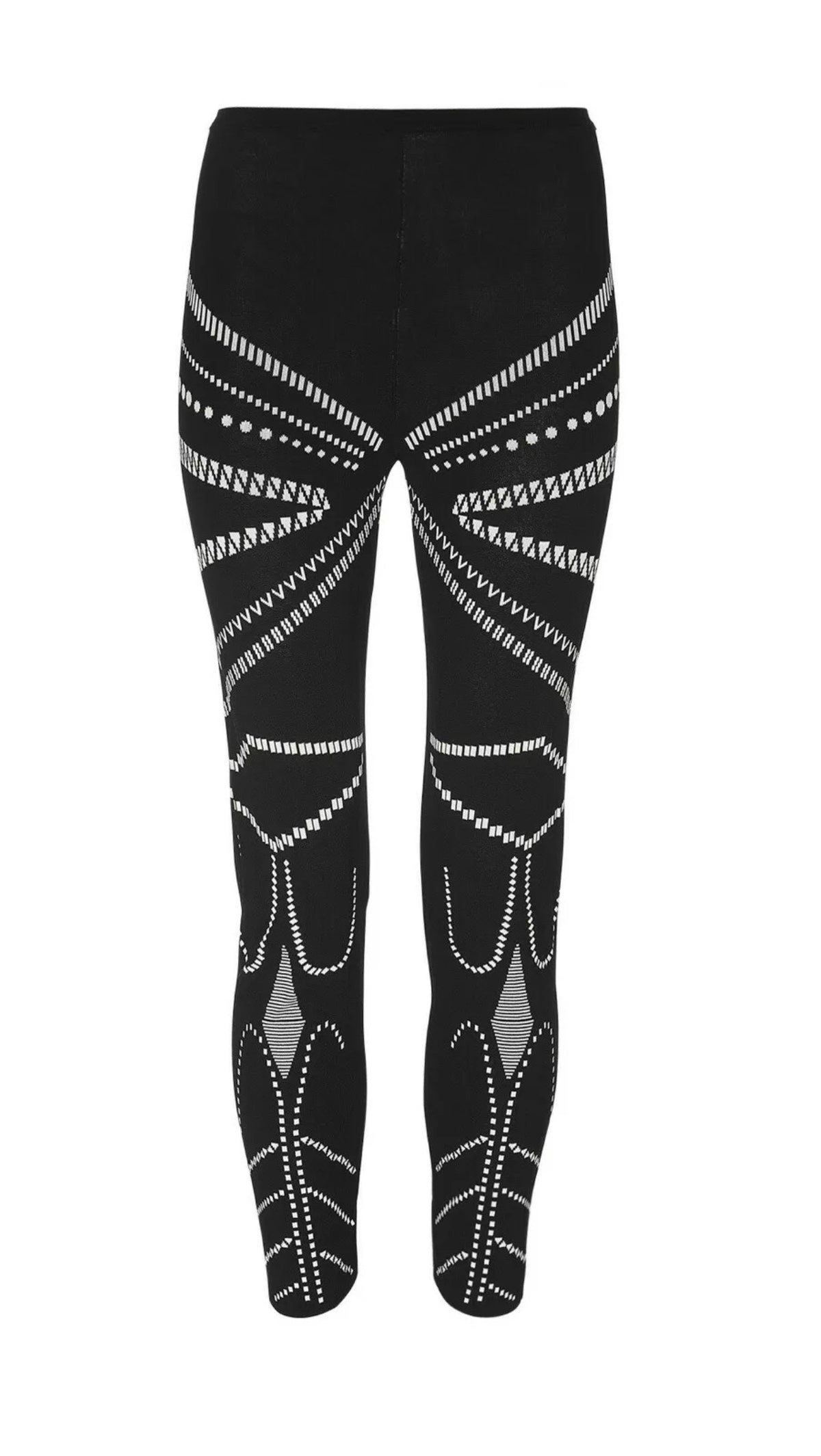 AZZEDINE ALAÏA ALAIA BLACK PRINTED KNITTED LEGGINGS SIZE M MEDIUM ladies