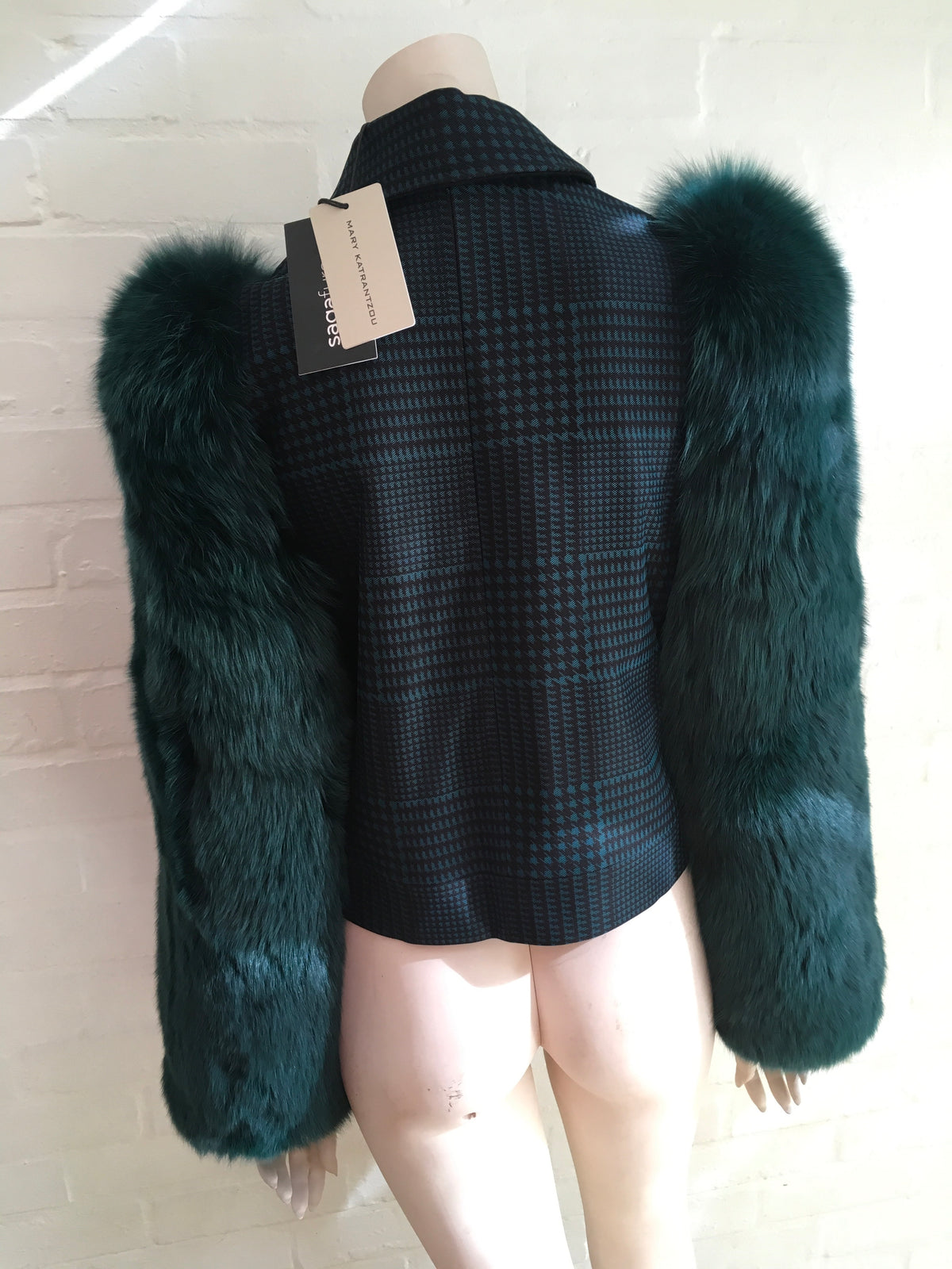 MARY KATRANTZOU Lodger saga fox fur sleeve tulle and wool jacket  Ladies