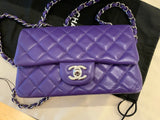 CHANEL Runaway Lambskin Quilted Mini Rectangular Flap Purple Bag Handbag ladies