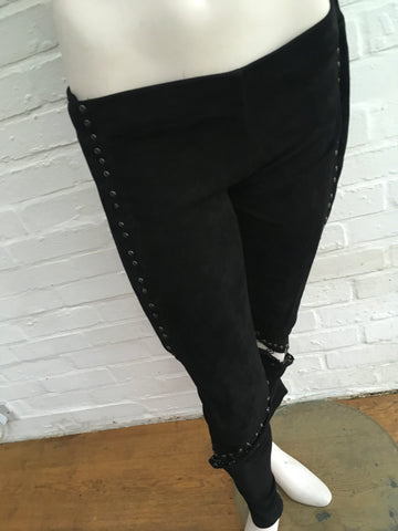 Jasmine di Milo Pronovias Skinny Suede Leather Legging Pants