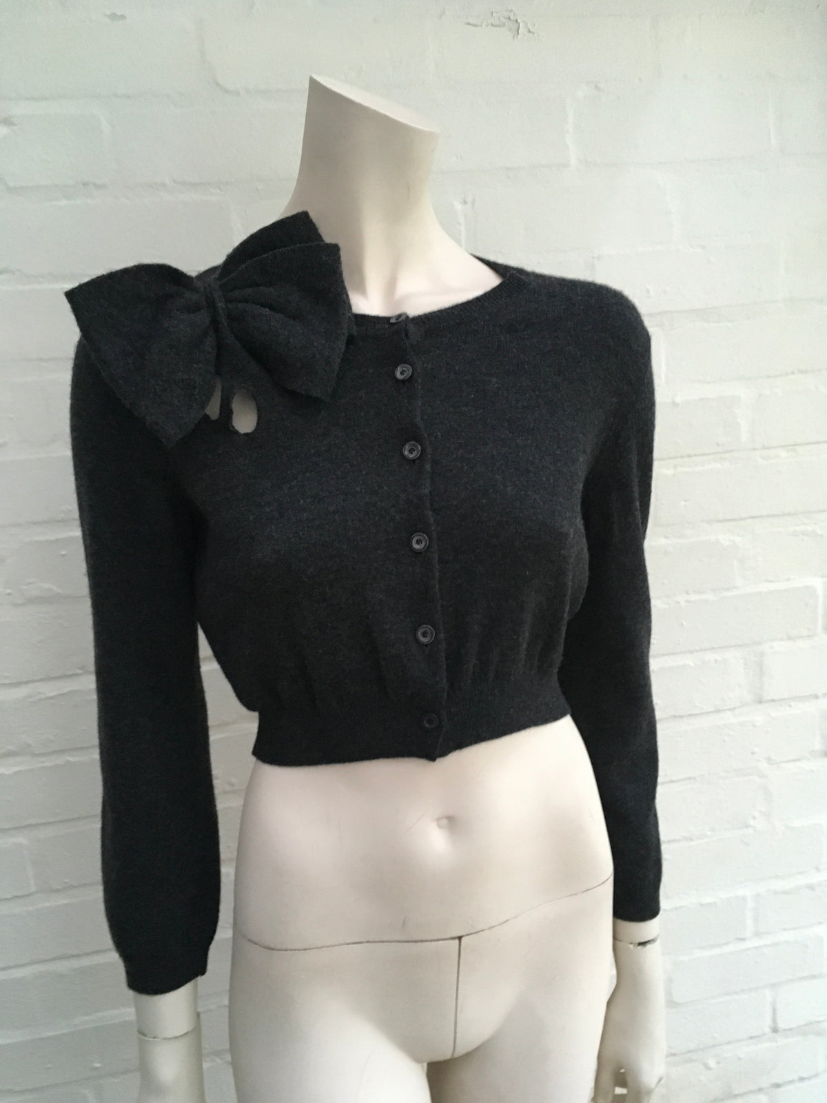 Moschino Wool Knit Cropped Cardigan Bow Detail LADIES