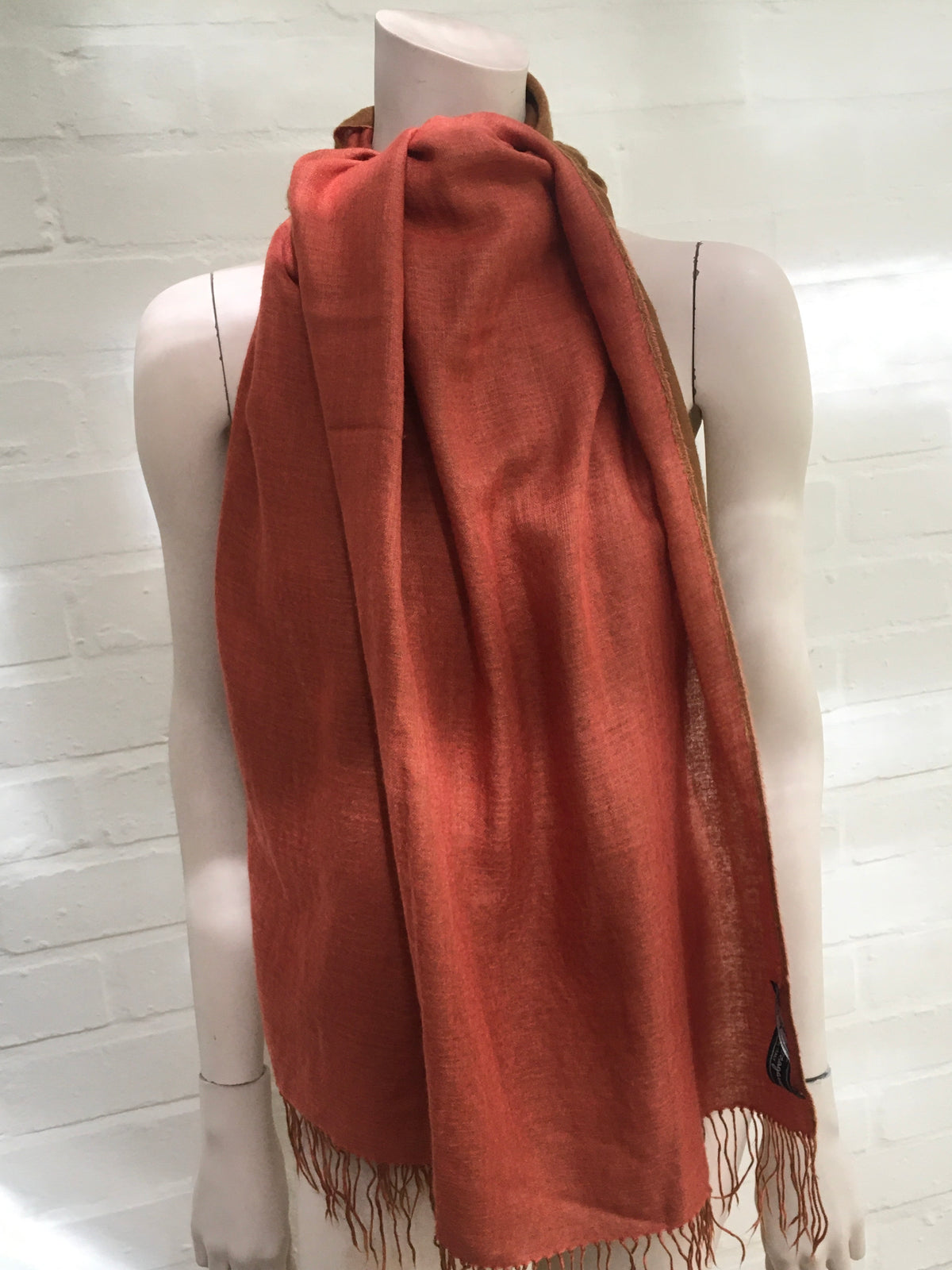 Salvatore Ferragamo Cashmere Knit Orange Knit Shawl Scarf ladies