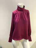 INTERMIX Alma Fuchsia Silk Charmeuse Blouse Size US 4 UK 8 S SMALL ladies