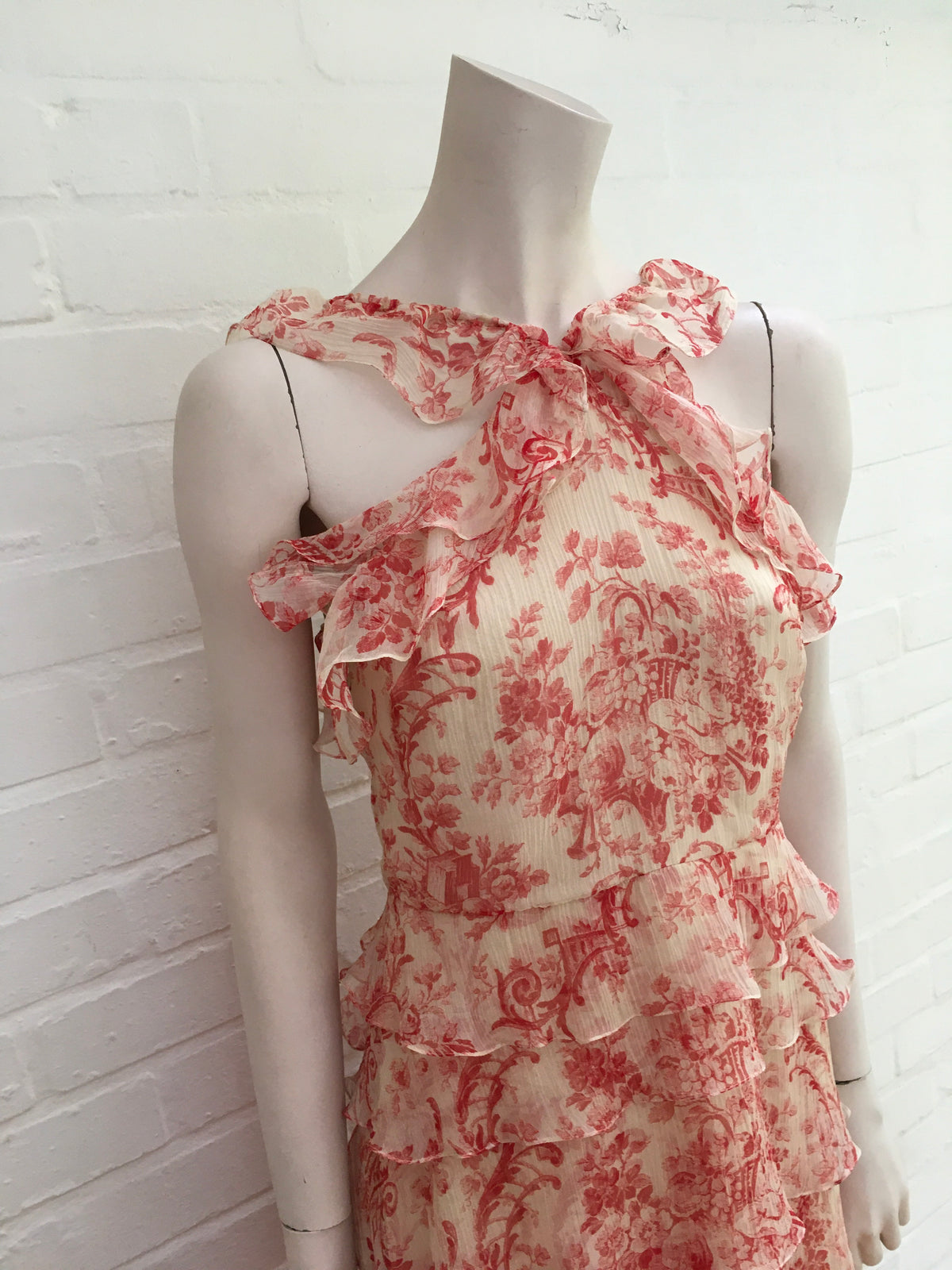 VILSHENKO Giovanna tiered crinkled silk-chiffon midi dress Size UK 10 US 6 ladies