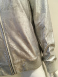 pat pats p c&a silver vintage look faux leather bomber jacket Size M medium ladies