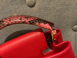 Limited LOUIS VUITTON CAPUCINES BB Python Snakeskin Rubis Taurillon Bag Handbag ladies