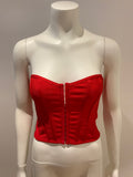 Pretty Little Thing DUSTY RED BANDAGE HOOK AND EYE CORSET Size UK 8 US 4 S small ladies