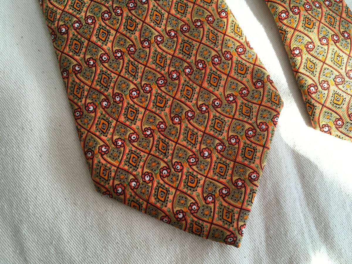Hermès HERMES Paris Silk Yellow Print Tie 7586 SA 100% AUTHENTIC Men