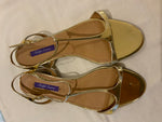 Ralph Lauren Purple Label Gold Metallic Flat Sandals Shoes Size 41 US 11 UK 8 ladies
