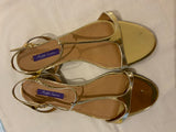 Ralph Lauren Purple Label Gold Metallic Flat Sandals Shoes Size 41 US 11 UK 8 ladies