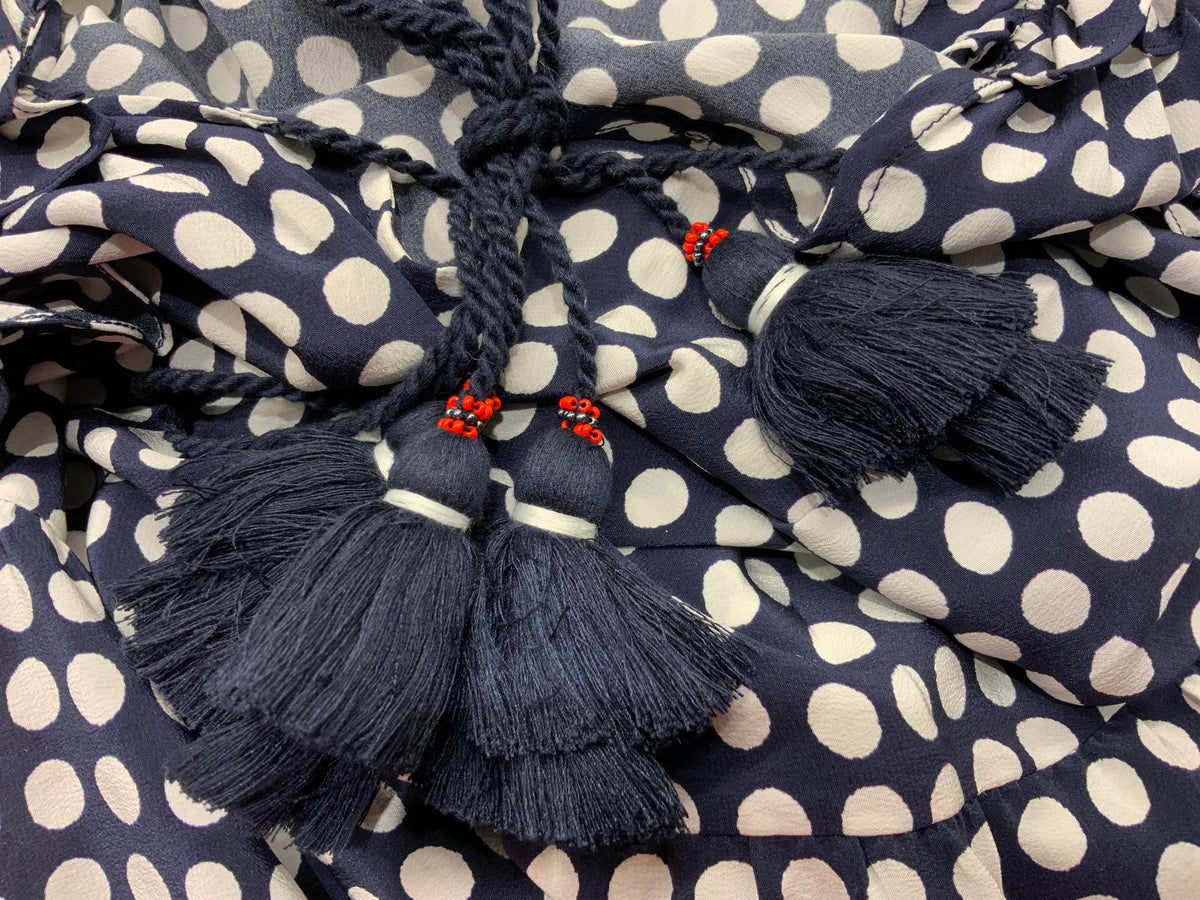 FIGUE NAVY POLKA DOT DRESS GABRIELLA KAMARI MOON PRINT Size S Small ladies